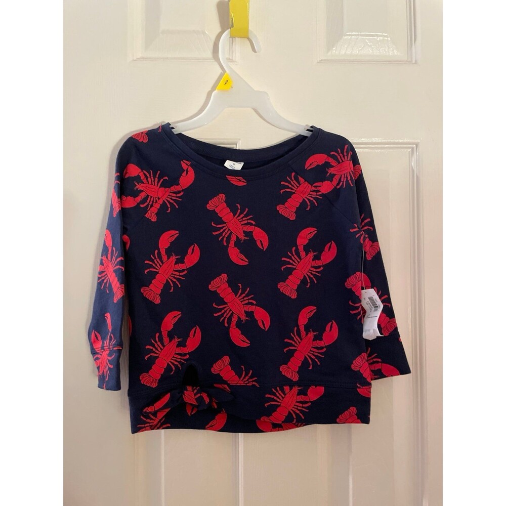 Old Navy Toddler Girls Lobster Graphic Tie-Hem Sweatshirt Blue/RedBlack Size 2t